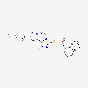 2-{[11-(4-Methoxyphenyl)-3,4,6,9,10-pentaazatricyclo[7.3.0.0^{2,6}]dodeca-1(12),2,4,7,10-pentaen-5-yl]sulfanyl}-1-(1,2,3,4-tetrahydroquinolin-1-yl)ethan-1-one