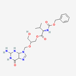 molecular formula C22H32N6O7 B12346360 [2-[(2-amino-6-oxo-2,3,4,5-tetrahydro-1H-purin-9-yl)methoxy]-3-hydroxypropyl] (2S)-3-methyl-2-(phenylmethoxycarbonylamino)butanoate 