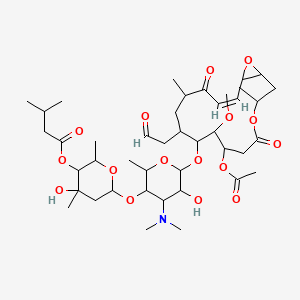 molecular formula C42H67NO16 B1234637 [6-[6-[[(14Z)-7-acetoxy-8-methoxy-3,12-dimethyl-5,13-dioxo-10-(2-oxoethyl)-4,17-dioxabicyclo[14.1.0]heptadec-14-en-9-yl]oxy]-4-(dimethylamino)-5-hydroxy-2-methyl-tetrahydropyran-3-yl]oxy-4-hydroxy-2,4-dimethyl-tetrahydropyran-3-yl] 3-methylbutanoate 