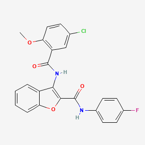 molecular formula C23H16ClFN2O4 B12346381 3-(5-chloro-2-methoxybenzamido)-N-(4-fluorophenyl)benzofuran-2-carboxamide 