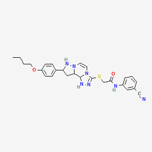 2-{[11-(4-butoxyphenyl)-3,4,6,9,10-pentaazatricyclo[7.3.0.0^{2,6}]dodeca-1(12),2,4,7,10-pentaen-5-yl]sulfanyl}-N-(3-cyanophenyl)acetamide