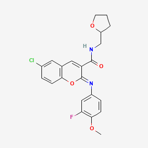 molecular formula C22H20ClFN2O4 B12346408 (2Z)-6-chloro-2-[(3-fluoro-4-methoxyphenyl)imino]-N-(tetrahydrofuran-2-ylmethyl)-2H-chromene-3-carboxamide 