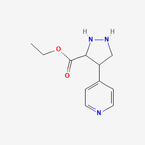 molecular formula C11H15N3O2 B12346425 Ethyl 4-pyridin-4-ylpyrazolidine-3-carboxylate 