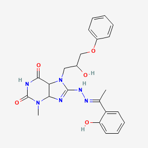 7-(2-hydroxy-3-phenoxypropyl)-8-[(2E)-2-[1-(2-hydroxyphenyl)ethylidene]hydrazinyl]-3-methyl-4,5-dihydropurine-2,6-dione