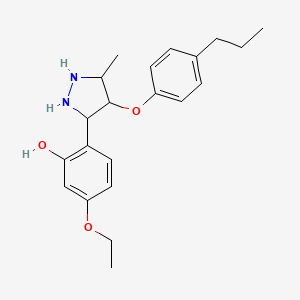 molecular formula C21H28N2O3 B12346466 5-Ethoxy-2-[5-methyl-4-(4-propylphenoxy)pyrazolidin-3-yl]phenol 