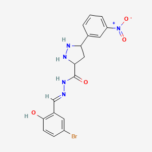 N-[(E)-(5-bromo-2-hydroxyphenyl)methylideneamino]-5-(3-nitrophenyl)pyrazolidine-3-carboxamide