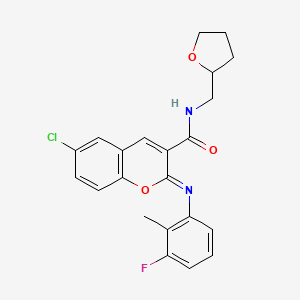 (2Z)-6-chloro-2-[(3-fluoro-2-methylphenyl)imino]-N-(tetrahydrofuran-2-ylmethyl)-2H-chromene-3-carboxamide