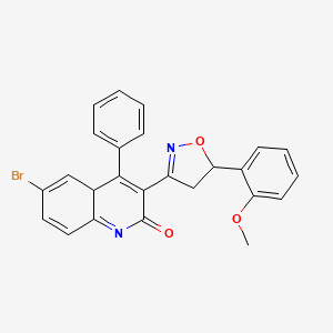 molecular formula C25H19BrN2O3 B12346546 6-bromo-3-[5-(2-methoxyphenyl)-4,5-dihydro-1,2-oxazol-3-yl]-4-phenyl-4aH-quinolin-2-one 