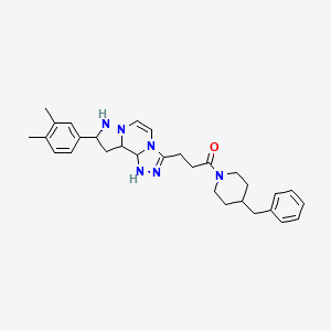 molecular formula C30H38N6O B12346553 1-(4-Benzylpiperidin-1-yl)-3-[11-(3,4-dimethylphenyl)-3,4,6,9,10-pentaazatricyclo[7.3.0.0^{2,6}]dodeca-1(12),2,4,7,10-pentaen-5-yl]propan-1-one 