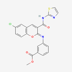 molecular formula C21H14ClN3O4S B12346569 methyl 3-{[(2Z)-6-chloro-3-(1,3-thiazol-2-ylcarbamoyl)-2H-chromen-2-ylidene]amino}benzoate 