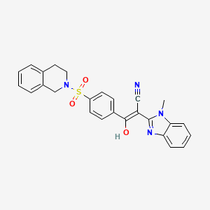 molecular formula C26H22N4O3S B12346575 (Z)-3-[4-(3,4-dihydro-1H-isoquinolin-2-ylsulfonyl)phenyl]-3-hydroxy-2-(1-methylbenzimidazol-2-yl)prop-2-enenitrile 