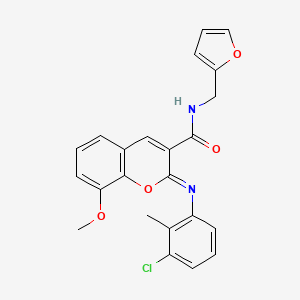 molecular formula C23H19ClN2O4 B12346585 (2Z)-2-[(3-chloro-2-methylphenyl)imino]-N-(furan-2-ylmethyl)-8-methoxy-2H-chromene-3-carboxamide 