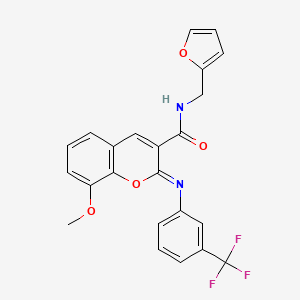 molecular formula C23H17F3N2O4 B12346608 (2Z)-N-(furan-2-ylmethyl)-8-methoxy-2-{[3-(trifluoromethyl)phenyl]imino}-2H-chromene-3-carboxamide 