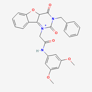 2-{5-benzyl-4,6-dioxo-8-oxa-3,5-diazatricyclo[7.4.0.0^{2,7}]trideca-1(9),2(7),10,12-tetraen-3-yl}-N-(3,5-dimethoxyphenyl)acetamide