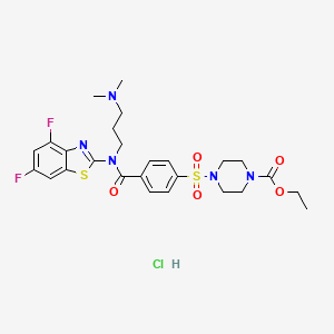 molecular formula C26H32ClF2N5O5S2 B12346615 Ethyl 4-((4-((4,6-difluorobenzo[d]thiazol-2-yl)(3-(dimethylamino)propyl)carbamoyl)phenyl)sulfonyl)piperazine-1-carboxylate hydrochloride 