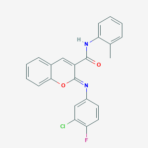 molecular formula C23H16ClFN2O2 B12346629 (2Z)-2-[(3-chloro-4-fluorophenyl)imino]-N-(2-methylphenyl)-2H-chromene-3-carboxamide 