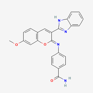 4-{[(2Z)-3-(1H-1,3-benzodiazol-2-yl)-7-methoxy-2H-chromen-2-ylidene]amino}benzamide