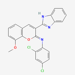 molecular formula C23H15Cl2N3O2 B12346654 (2Z)-3-(1H-1,3-benzodiazol-2-yl)-N-(2,4-dichlorophenyl)-8-methoxy-2H-chromen-2-imine 