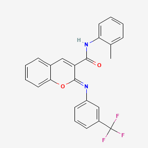 molecular formula C24H17F3N2O2 B12346674 (2Z)-N-(2-methylphenyl)-2-{[3-(trifluoromethyl)phenyl]imino}-2H-chromene-3-carboxamide 