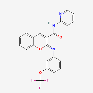 (2Z)-N-(pyridin-2-yl)-2-{[3-(trifluoromethoxy)phenyl]imino}-2H-chromene-3-carboxamide