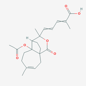 molecular formula C22H28O6 B1234669 5-(7-Acetyloxy-4,9-dimethyl-11-oxo-10-oxatricyclo[6.3.2.01,7]tridec-3-en-9-yl)-2-methylpenta-2,4-dienoic acid 