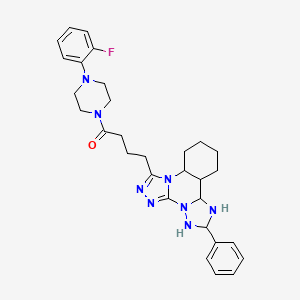 molecular formula C30H37FN8O B12346701 1-[4-(2-Fluorophenyl)piperazin-1-yl]-4-(9-phenyl-2,4,5,7,8,10-hexazatetracyclo[10.4.0.02,6.07,11]hexadeca-3,5-dien-3-yl)butan-1-one 