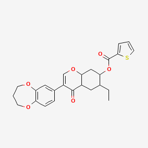 molecular formula C25H26O6S B12346719 [3-(3,4-dihydro-2H-1,5-benzodioxepin-7-yl)-6-ethyl-4-oxo-4a,5,6,7,8,8a-hexahydrochromen-7-yl] thiophene-2-carboxylate 