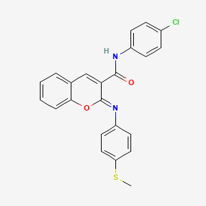 molecular formula C23H17ClN2O2S B12346725 (2Z)-N-(4-chlorophenyl)-2-{[4-(methylsulfanyl)phenyl]imino}-2H-chromene-3-carboxamide 