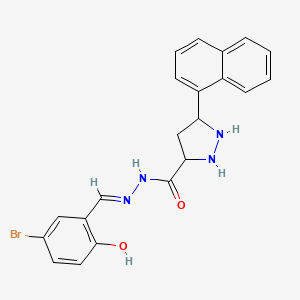 molecular formula C21H19BrN4O2 B12346729 N-[(E)-(5-bromo-2-hydroxyphenyl)methylideneamino]-5-naphthalen-1-ylpyrazolidine-3-carboxamide 