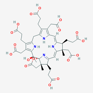molecular formula C43H50N4O17 B1234673 3,3',3'',3'''-(7S,8S,12S,13S,14R,15S)-2,7,12,18-tetrakis(2-carboxyethyl)-3,8,17-tris(carboxymethyl)-15-hydroxy-8,13,15-trimethyl-7,8,12,13,14,15,20,24-octahydroporphyrin-13(1),14-carbolactone 
