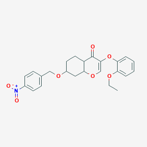 molecular formula C24H25NO7 B12346827 3-(2-Ethoxyphenoxy)-7-[(4-nitrophenyl)methoxy]-4a,5,6,7,8,8a-hexahydrochromen-4-one 