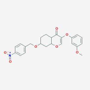 molecular formula C23H23NO7 B12346835 3-(3-Methoxyphenoxy)-7-[(4-nitrophenyl)methoxy]-4a,5,6,7,8,8a-hexahydrochromen-4-one 