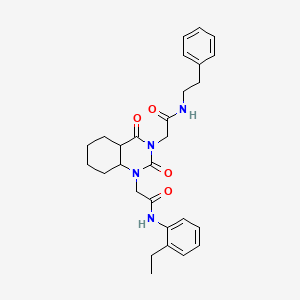 molecular formula C28H34N4O4 B12346847 2-(1-{[(2-ethylphenyl)carbamoyl]methyl}-2,4-dioxo-1,2,3,4-tetrahydroquinazolin-3-yl)-N-(2-phenylethyl)acetamide 