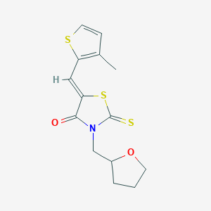 molecular formula C14H15NO2S3 B1234685 (5Z)-5-[(3-methylthiophen-2-yl)methylidene]-3-(tetrahydrofuran-2-ylmethyl)-2-thioxo-1,3-thiazolidin-4-one 