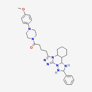 molecular formula C31H40N8O2 B12346873 1-[4-(4-Methoxyphenyl)piperazin-1-yl]-4-(9-phenyl-2,4,5,7,8,10-hexazatetracyclo[10.4.0.02,6.07,11]hexadeca-3,5-dien-3-yl)butan-1-one 