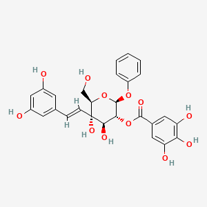 molecular formula C27H26O12 B1234692 [(2S,3R,4R,5S,6R)-5-[(E)-2-(3,5-dihydroxyphenyl)ethenyl]-4,5-dihydroxy-6-(hydroxymethyl)-2-phenoxyoxan-3-yl] 3,4,5-trihydroxybenzoate CAS No. 105304-51-6