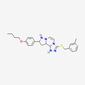 11-(4-Butoxyphenyl)-5-{[(3-methylphenyl)methyl]sulfanyl}-3,4,6,9,10-pentaazatricyclo[7.3.0.0^{2,6}]dodeca-1(12),2,4,7,10-pentaene