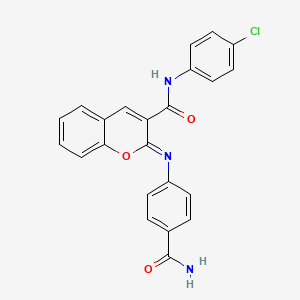 molecular formula C23H16ClN3O3 B12346956 (2Z)-2-[(4-carbamoylphenyl)imino]-N-(4-chlorophenyl)-2H-chromene-3-carboxamide 