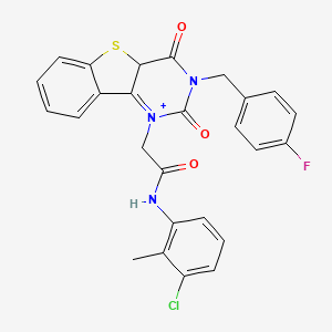 molecular formula C26H20ClFN3O3S+ B12346986 N-(3-chloro-2-methylphenyl)-2-{5-[(4-fluorophenyl)methyl]-4,6-dioxo-8-thia-3,5-diazatricyclo[7.4.0.0^{2,7}]trideca-1(9),2(7),10,12-tetraen-3-yl}acetamide 