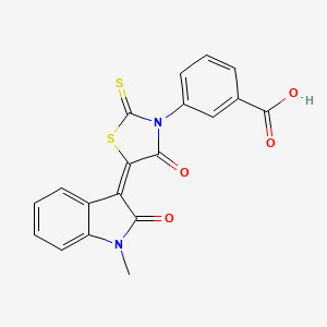 3-[(5E)-5-(1-methyl-2-oxoindol-3-ylidene)-4-oxo-2-sulfanylidene-1,3-thiazolidin-3-yl]benzoic acid