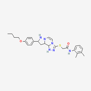 molecular formula C27H34N6O2S B12347056 2-{[11-(4-butoxyphenyl)-3,4,6,9,10-pentaazatricyclo[7.3.0.0^{2,6}]dodeca-1(12),2,4,7,10-pentaen-5-yl]sulfanyl}-N-(2,3-dimethylphenyl)acetamide 