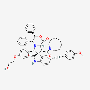 molecular formula C51H49N3O7 B1234706 (3S,3'S,4'R,6'S,8'R,8'aR)-8'-[1-azocanyl(oxo)methyl]-6'-[4-(2-hydroxyethoxy)phenyl]-5-[2-(4-methoxyphenyl)ethynyl]-3',4'-diphenylspiro[1H-indole-3,7'-4,6,8,8a-tetrahydro-3H-pyrrolo[2,1-c][1,4]oxazine]-1',2-dione 