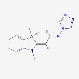 molecular formula C15H17N5 B1234709 (E,2E)-N-(1,2,4-triazol-4-yl)-2-(1,3,3-trimethylindol-2-ylidene)ethanimine 