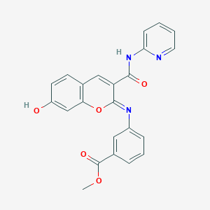 molecular formula C23H17N3O5 B12347097 methyl 3-{[(2Z)-7-hydroxy-3-(pyridin-2-ylcarbamoyl)-2H-chromen-2-ylidene]amino}benzoate 