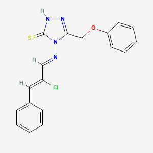 molecular formula C18H15ClN4OS B1234710 4-[(2-chloro-3-phenyl-2-propen-1-ylidene)amino]-5-(phenoxymethyl)-4H-1,2,4-triazole-3-thiol 