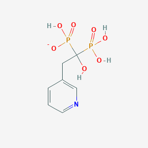 molecular formula C7H10NO7P2- B12347101 Hydrogen [1-hydroxy-1-phosphono-2-(pyridin-3-yl)ethyl]phosphonate 