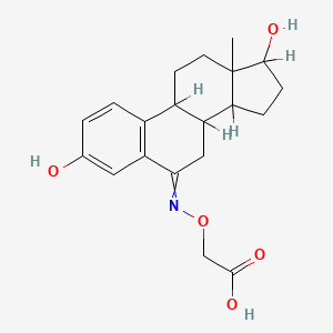 molecular formula C20H25NO5 B1234713 2-[(3,17-Dihydroxy-13-methyl-8,9,11,12,14,15,16,17-octahydro-7H-cyclopenta[a]phenanthren-6-ylidene)amino]oxyacetic acid 