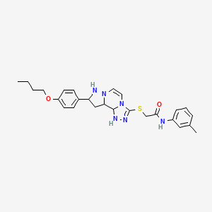 2-{[11-(4-butoxyphenyl)-3,4,6,9,10-pentaazatricyclo[7.3.0.0^{2,6}]dodeca-1(12),2,4,7,10-pentaen-5-yl]sulfanyl}-N-(3-methylphenyl)acetamide