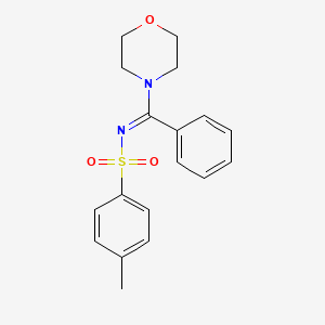 molecular formula C18H20N2O3S B12347192 (E)-4-methyl-N-(morpholino(phenyl)methylene)benzenesulfonamide 