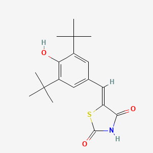 molecular formula C18H23NO3S B1234726 5-((3,5-Bis(1,1-dimethylethyl)-4-hydroxyphenyl)methylene)-2,4-thiazolidinedione CAS No. 127378-46-5